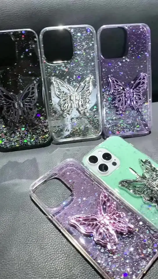 Милый Блестящий силиконовый чехол с бабочками для Xiaomi Redmi Note 13 12 11 10 9 Pro Mi 14 T