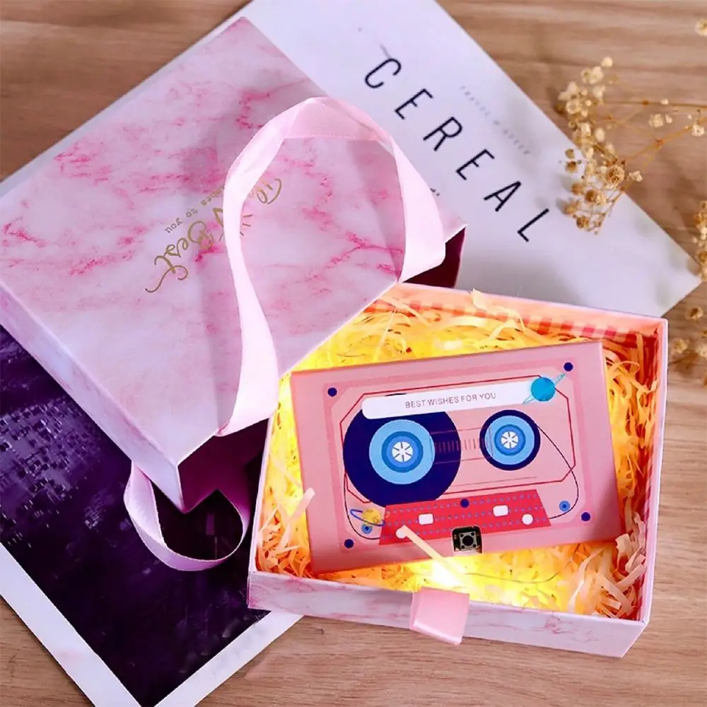 60 Seconds Recordable Greeting Card DIY Blessing Cassette Tape Greeting Cards Musical Audio Confession of Love