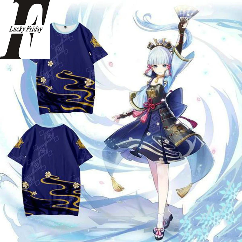 

Genshin Impact Kamisato Ayaka 3d T-shirt Cosplay Style Men Women T Shirts Tops O-neck Short Sleeve Anime Game T-shirts Tee Shirt