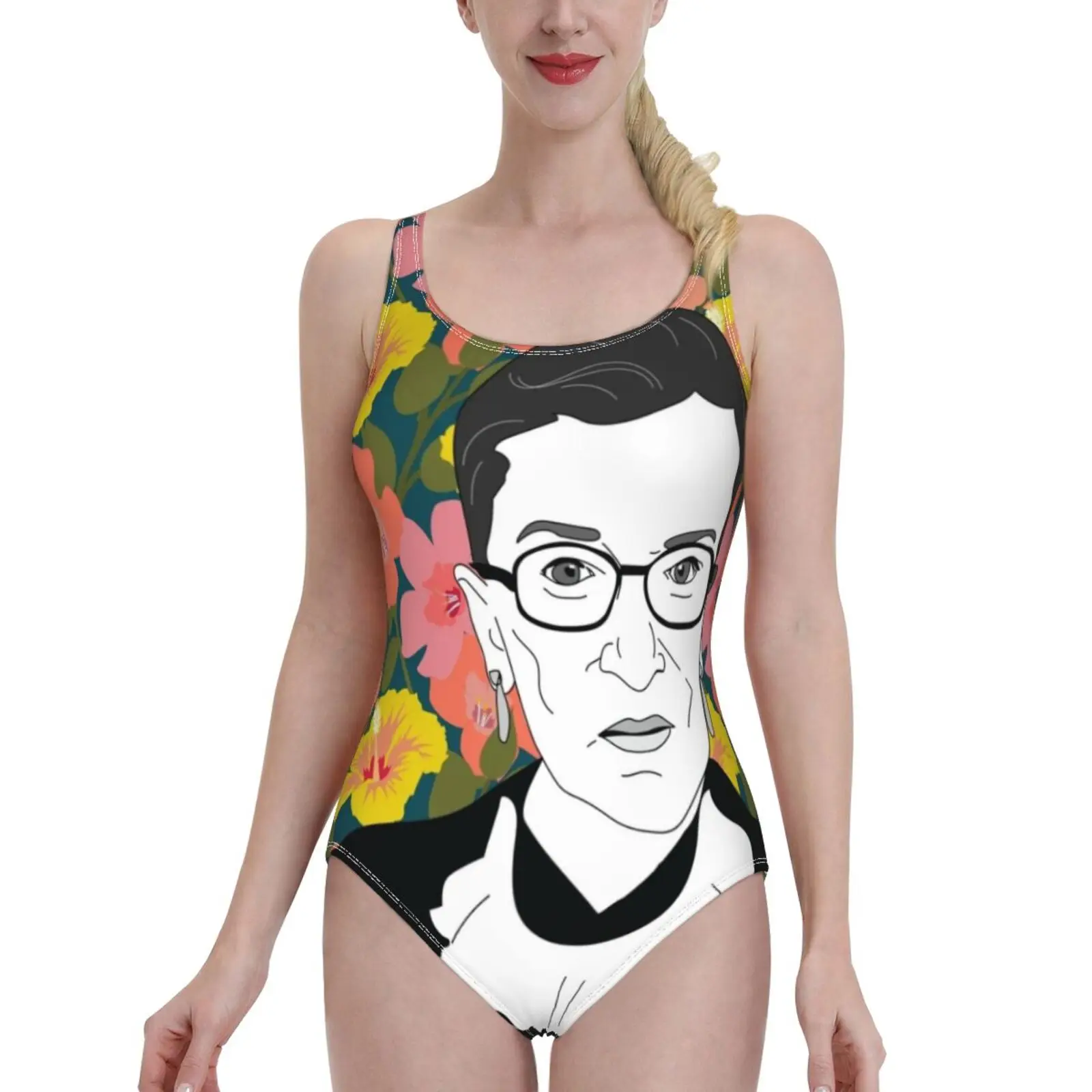 

Ruth Bader Ginsburg Floral Women Swimsuit One Piece Backless Swimwear Sexy Beach Wear Summer Bathing Suits Ruth Bader Ginsburg