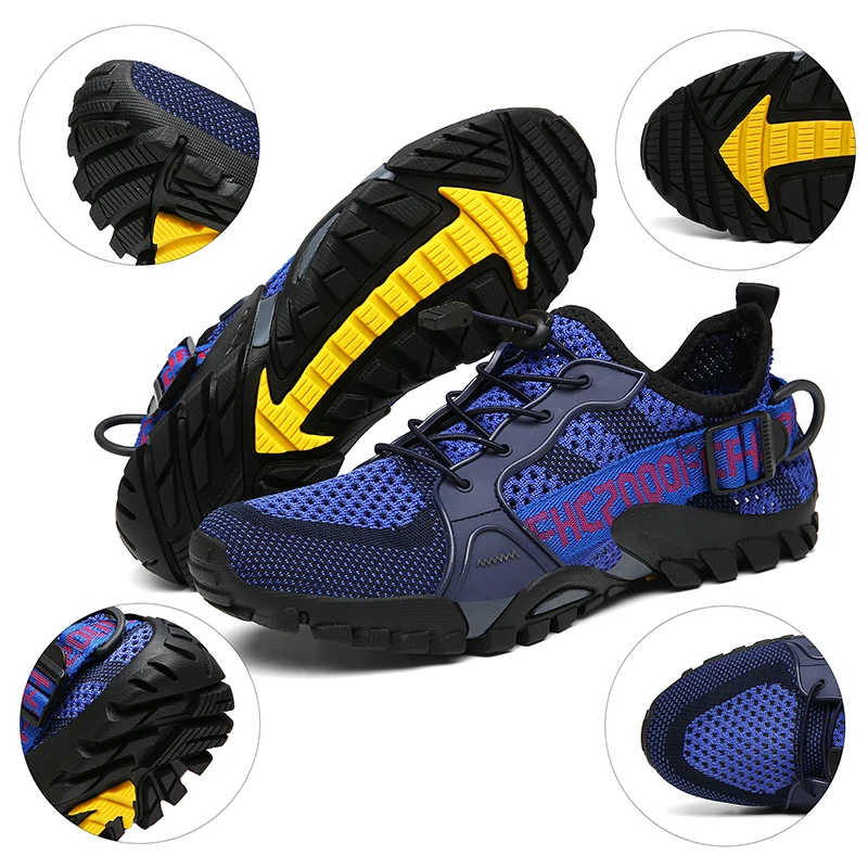 HIKEUP Men Outdoor Hiking Shoes Plus Size Hollow Backwater Whoes Beach Shoes Casual Sports Women Sneaker Couple Style