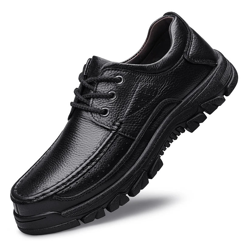 Handmade Leather Men Casual Shoes Soft Sole Comfortable Loafers for Men Fashionable Slip-on Driving Shoes Non-slip Business Shoe