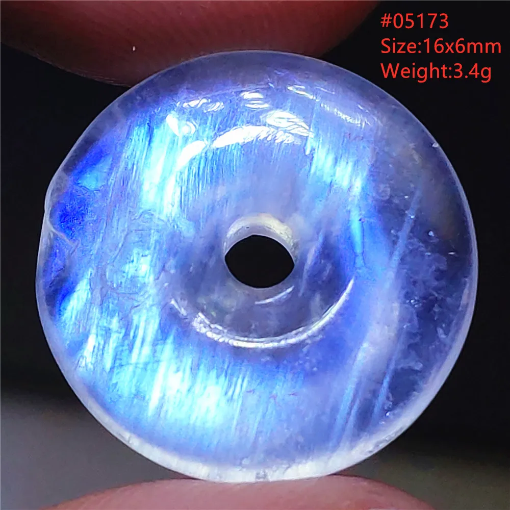 Natural Moonstone Blue Light Pendant Clear Beads Donut Round Women Men Moonstone Collana Jewelry Aaaa