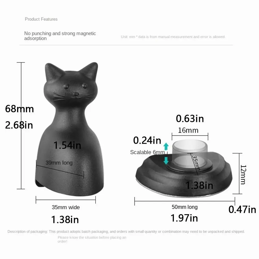 Magnetic Door Stopper Non-punch with Adhesive Sticker Cat Shape Door Suction Anti-collision Reusable