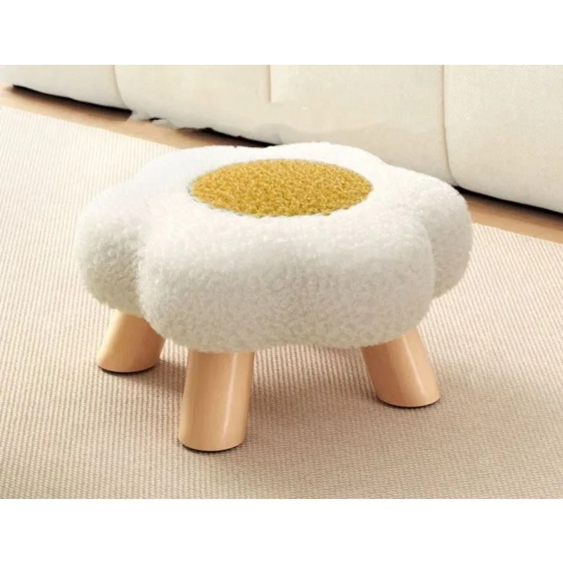 Small stool, household low stool, sofa stool, soft bag stool, living room coffee table stool, solid wood children's stool
