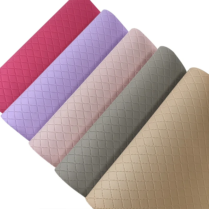 Matte Diamond Embossed Faux Leather Fabric Soft Backing