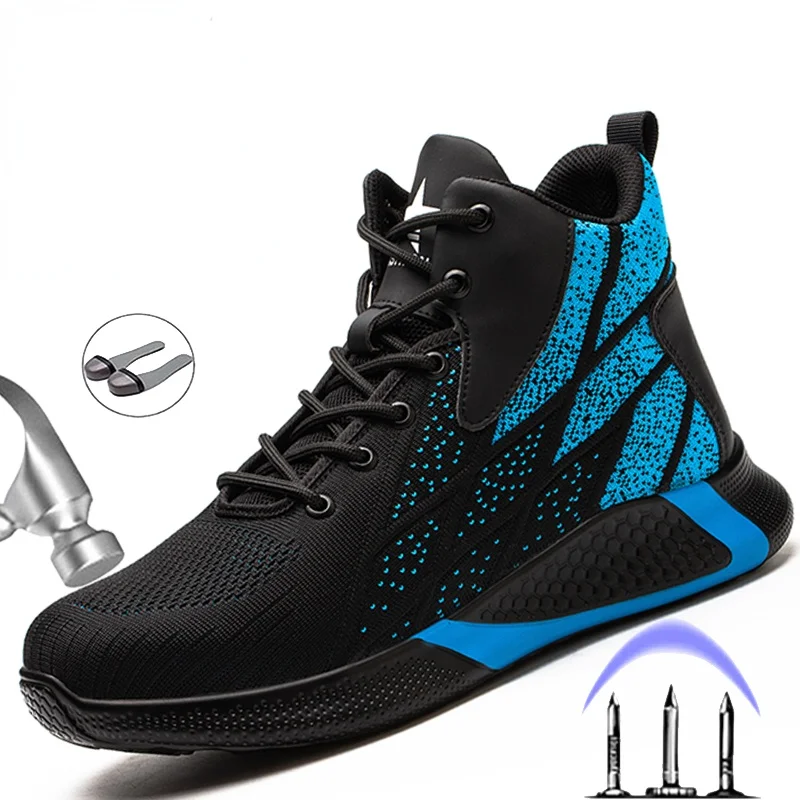 

Fashion Safety Shoes Men Boots Indestructible Work Shoes Puncture Proof Work Boots Men Sneakers Steel Toe Shoes Safety Boots 46