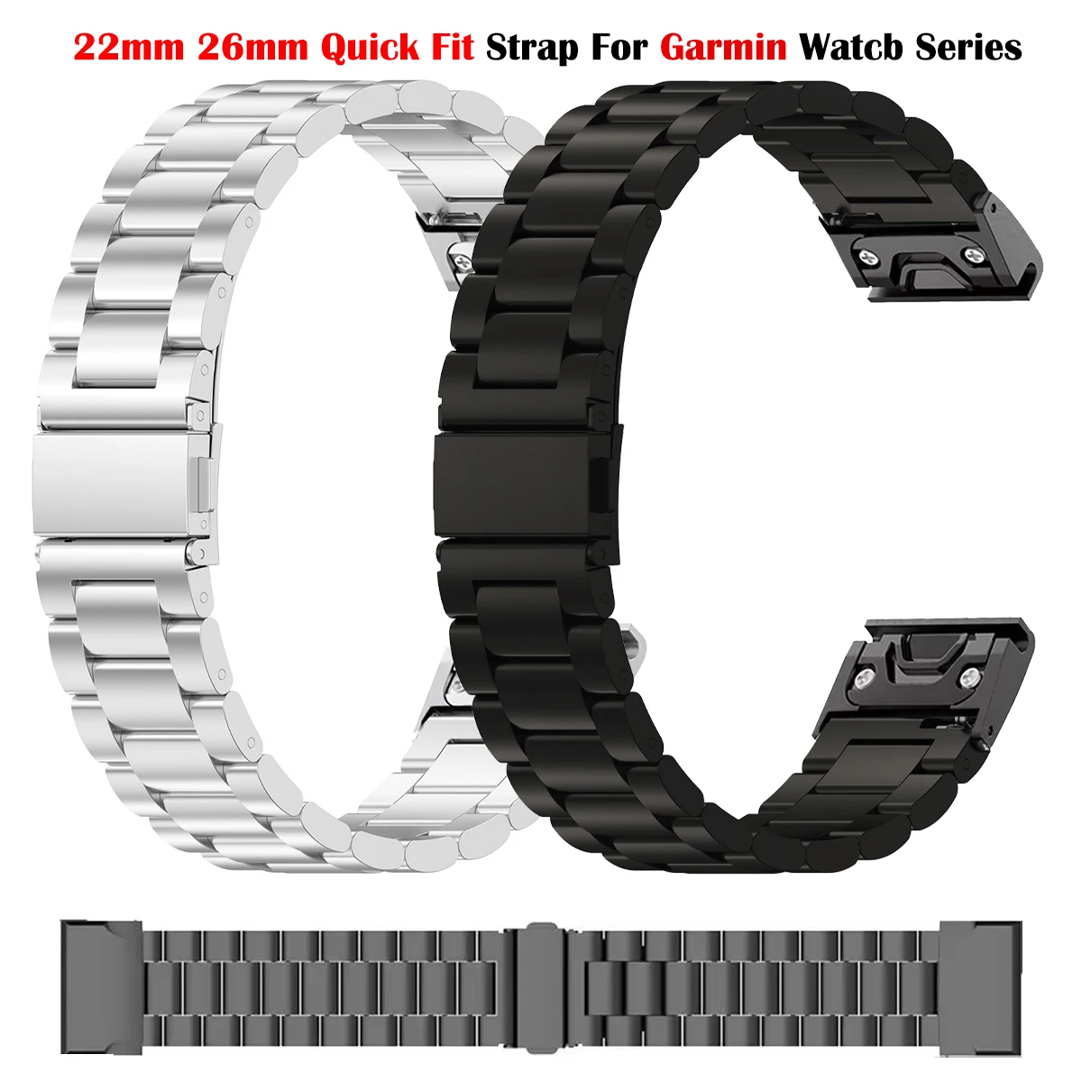 Quick Fit Stainless Steel Metal Strap - 22mm/26mm