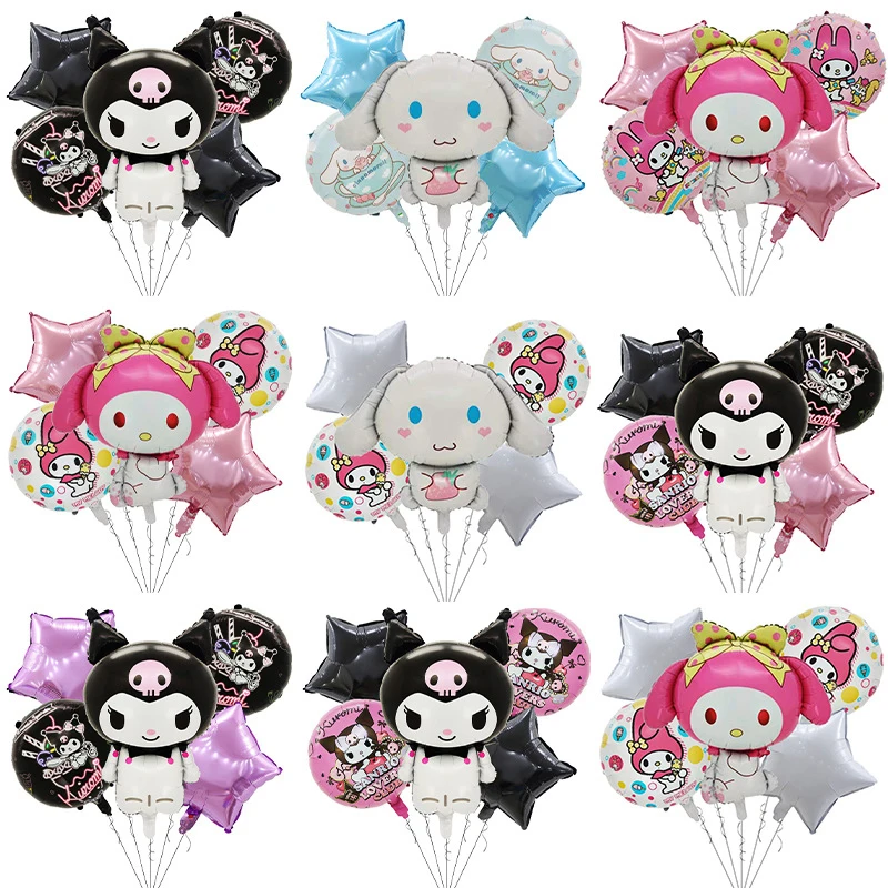 

Kawaii Sanrio Balloon Kuromi Cinnamoroll Cute Anime Student Balloon Set Decoration Children's Birthday Gift Toys For Girls