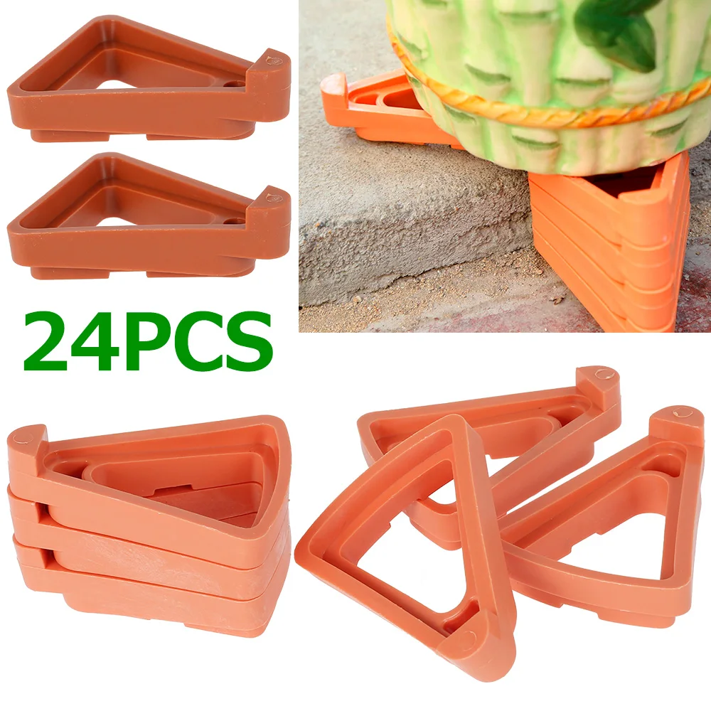 Plant Flower Pot Feet Stand Invisible Triangle Risers Toes Lifters Indoor Outdoor Garden Supplies Plant Pot Base Tray 24pcs flower pot feet
