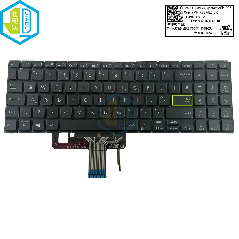 Reino Unido gb Backlight Substituição Teclados para Asus Vivobook E510 L510ma E510m L510m L510ma Teclado Backlit 0knb0560guk00 Novo