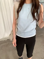 Spring women's casual solid color round neck slim fit vest - Image 3