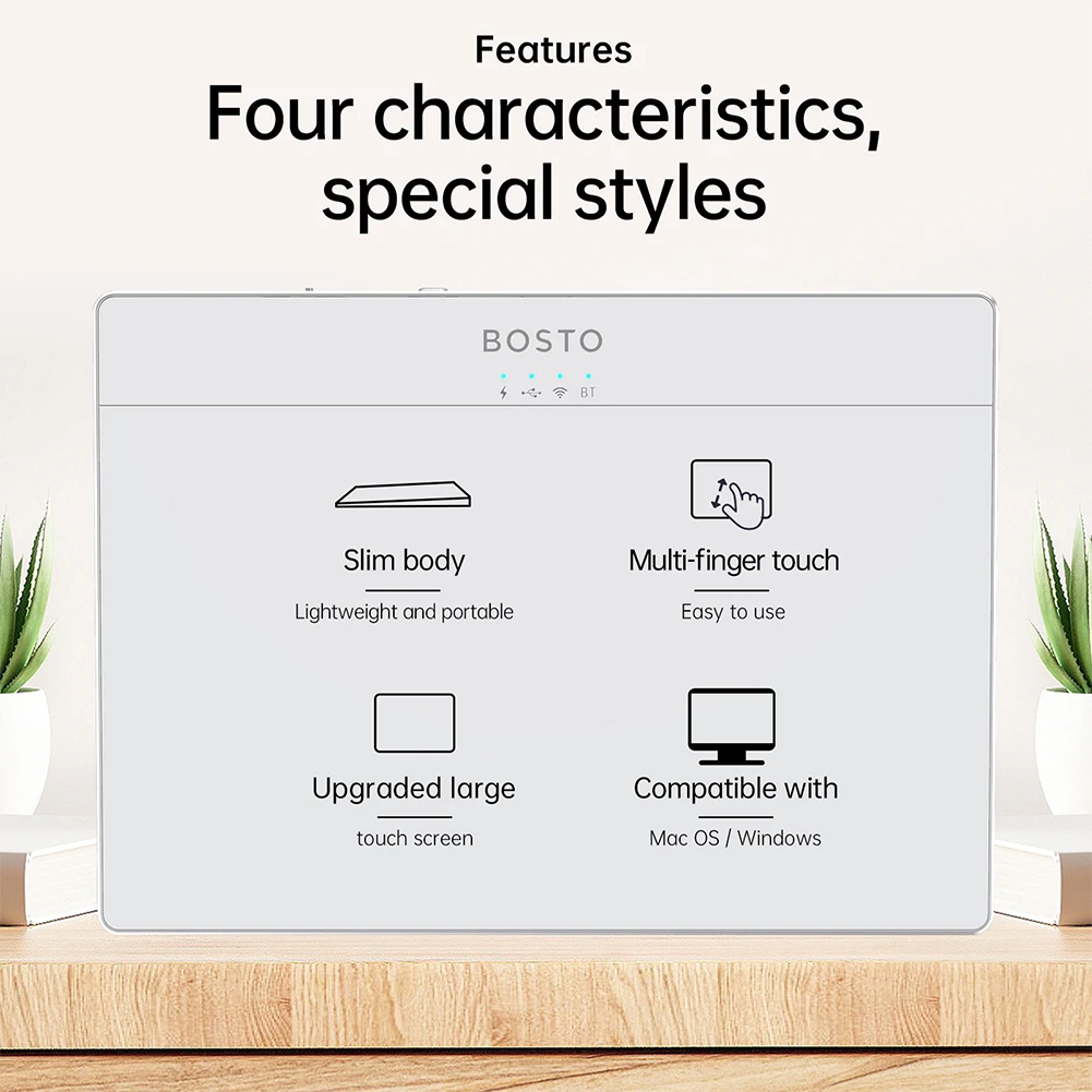 Bluetooth-Compatible Touchpad High Precision Haptic Feedback Wireless Touchpad Wired Precision Trackpad for Desktop Laptop User