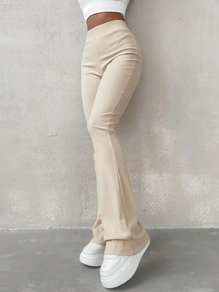 

Однотонные облегающие уличные женские брюки с высокой талией Y2k, одежда, брюки в эстетическом стиле, длинные женские брюки