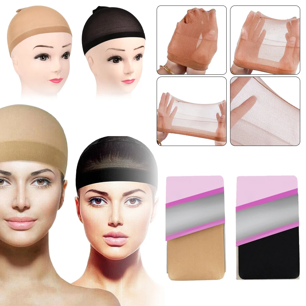 2Pcs/Pack Cheap Stocking Cap Hairnets for Long Hair Wigs Thin Stocking Weave Wig Cap Fashionable Hair Nets Hair Accessories