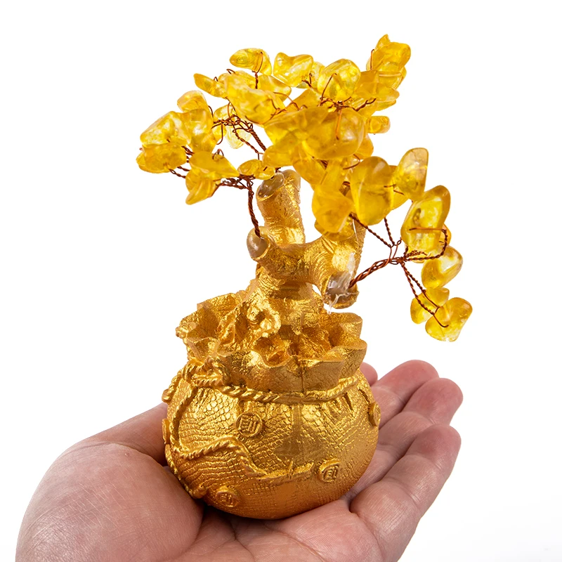 Natural Crystal Bonsai Money Tree Lucky Tree Feng Shui Money Home Decor
