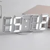 Mini 3D Digital Clock LED Electronic Alarm Clock Wall Clocks Wall-mounted Luminous Light Desk Decorating Table Decorations Home 3