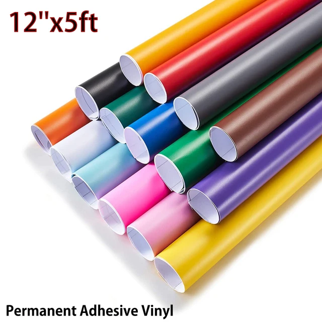 HTVRONT 12"X 5ft/30x152cm Permanent Adhesive Vinyl Roll Self-adhesive Film For Craft Art Sign Cup Decal Windows Glass 1