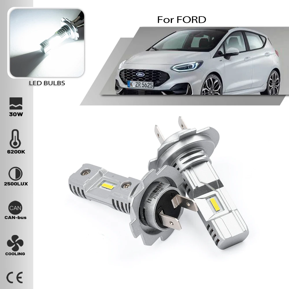 

2 шт., Автомобильные светодиодные лампы H7 для FORD FIESTA VI мини-лампочки FOCUS II III IV