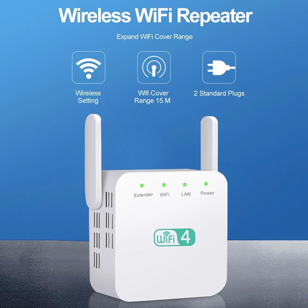 Wireless Wifi Repeater Wi Fi Booster Amplificatore Network Expander Router Antenna Di Alimentazione Per Router Wi-Fi Wi Fi Extender A Lungo Raggio