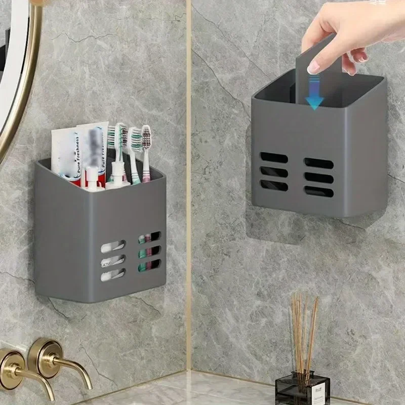 1PC Cutlery Rack Wall-mounted with Draining Basket Multifunctional No-drill Space-saving Organizer for Kitchen Bathroom