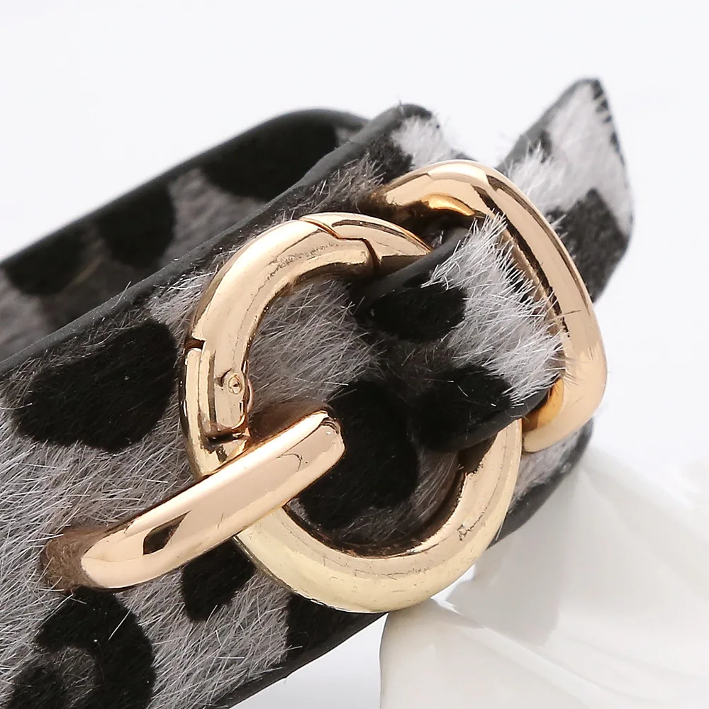 Bangle Bracelet Leather Bracelets Leather Bracelet Punk Style Double-sided Leopard Print Fur Leather Bracelets & Bangles For Women Girls