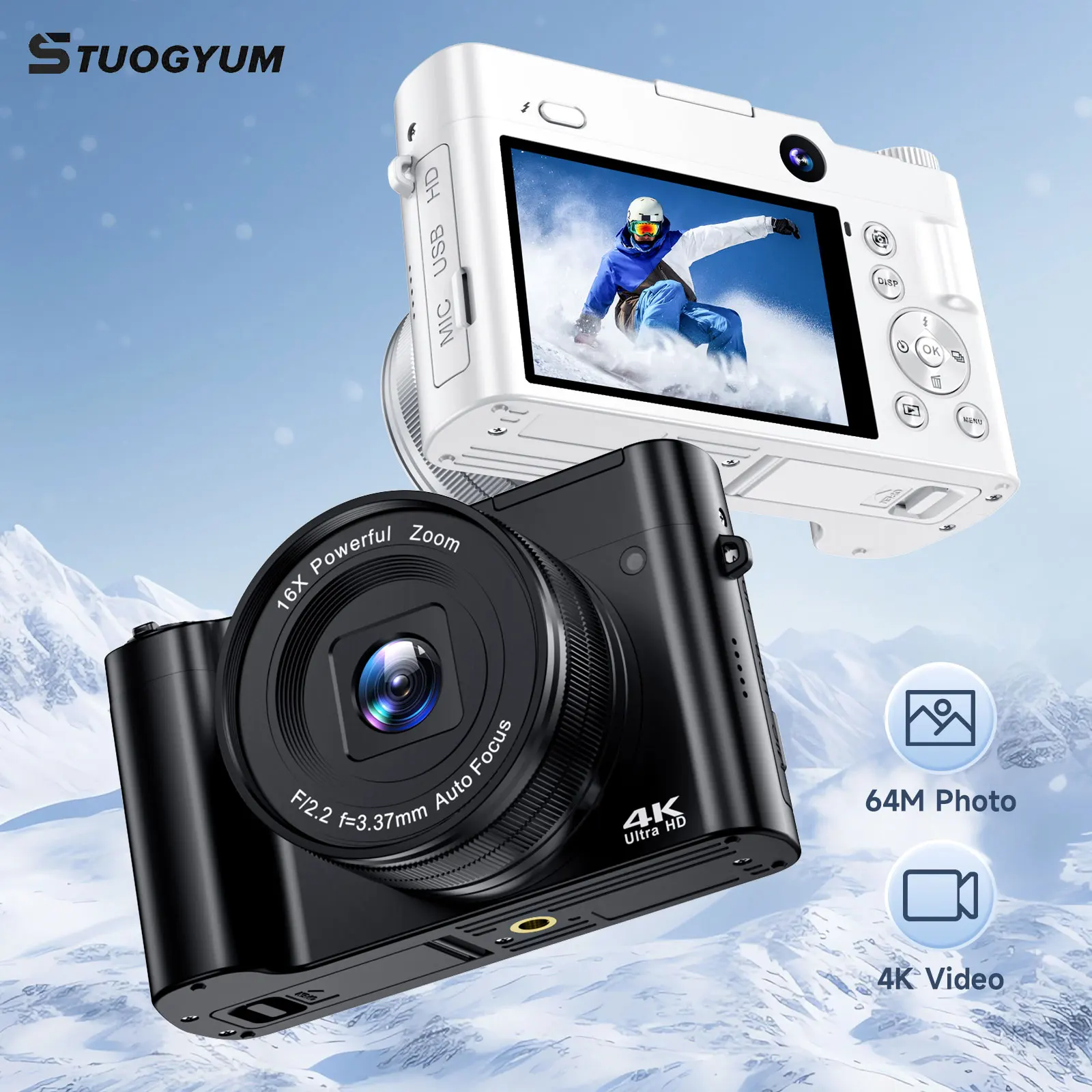 4K Digital Camera for Photography and Video Autofocus 48MP Vlogging Camera 3'' 180° Flip Screen with Flash for Christmas gift 1