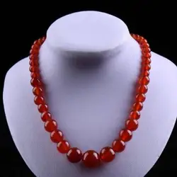 Elegant Genuine Green Jade Beaded Necklace - Women's Fashion Jewelry with Natural Charm (Red agate)