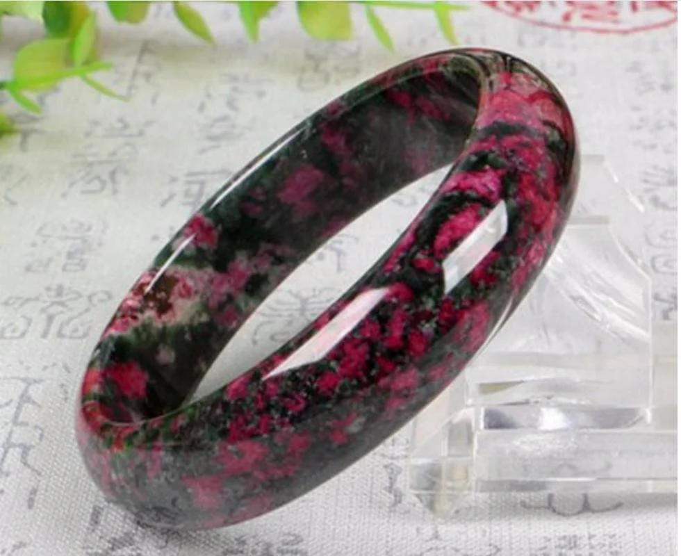 Hot Selling Natural Men Women Jade Bangle Bracelet Pink Balck Flower Gemstone Charm Fashion Jewellery.