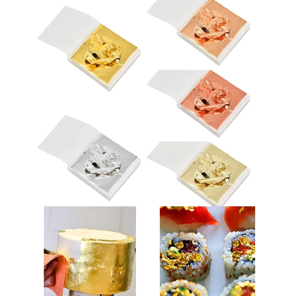 Golden Leaf Foil Leaf Sheets 100Pcs Gilding Foil Imitation Gold for DIY Nails Art Painting Gilding Crafting Decoration gilding foil