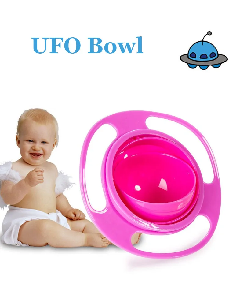 360 Rotate Baby Gyro Feeding Bowl Anti Non Spill Food silicone bowl