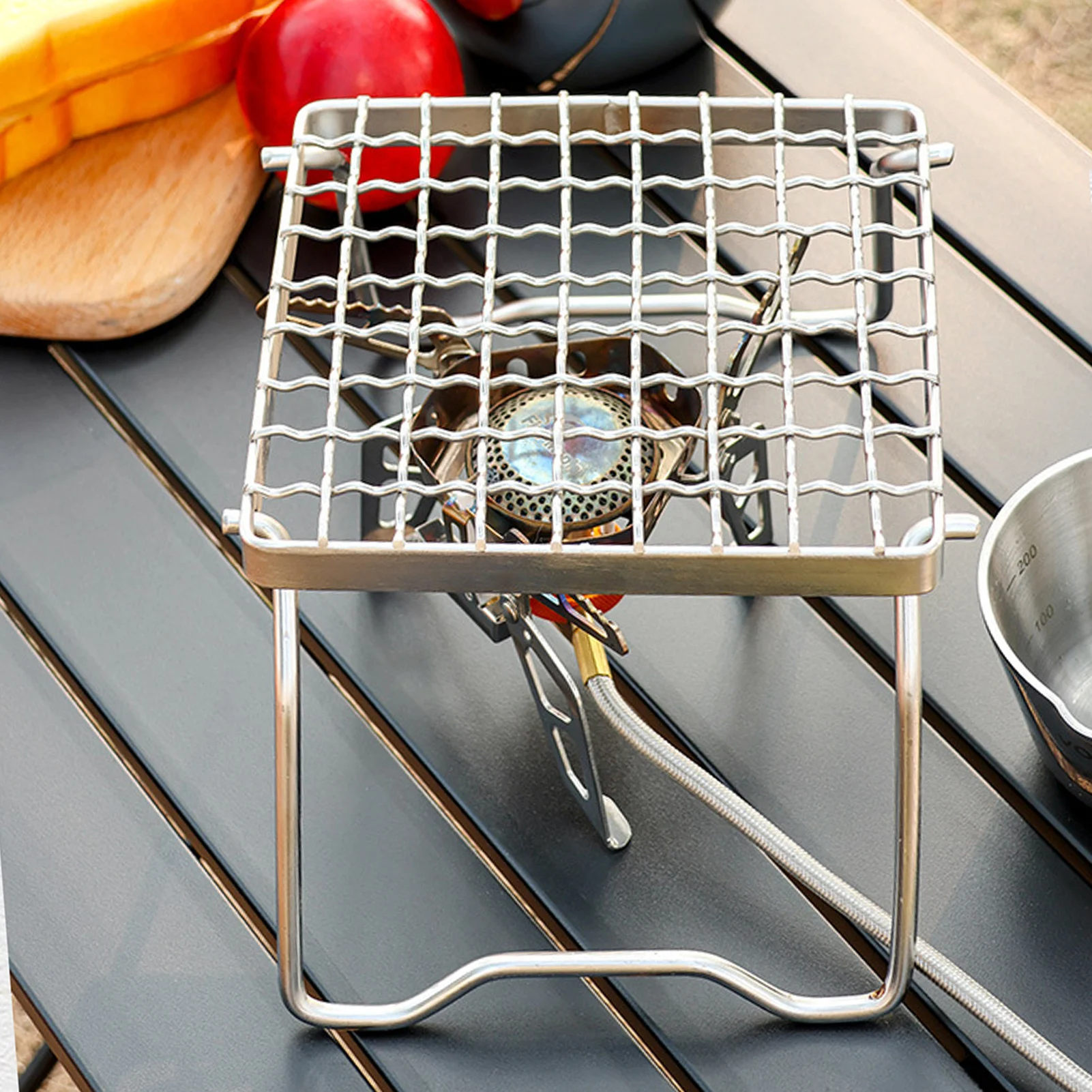 Outdoor Camping Grill Stand Baking Tray Bracket Stainless Steel Detachable BBQ Rack for Garden Outdoor Barbecue Picnic