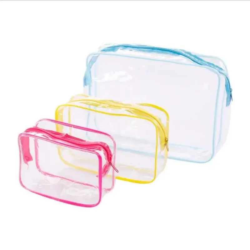 Wash Bag Women Zip Pouch Transparent Waterproof PVC Clear Makeup Cosmetic Bag Toiletry Bags Makeup Organizers 6