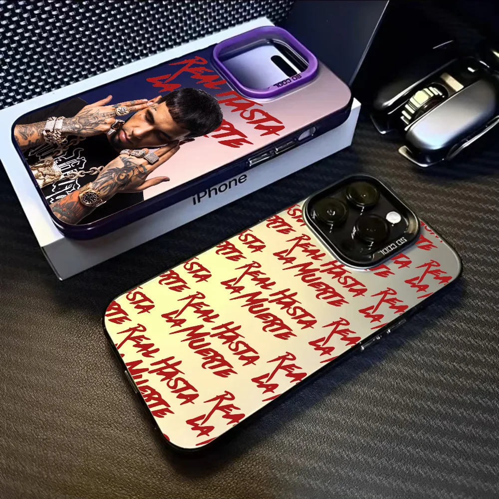 Anuel AA Inspired Black Purple Matte Laser Metallic Aurora Phone Case