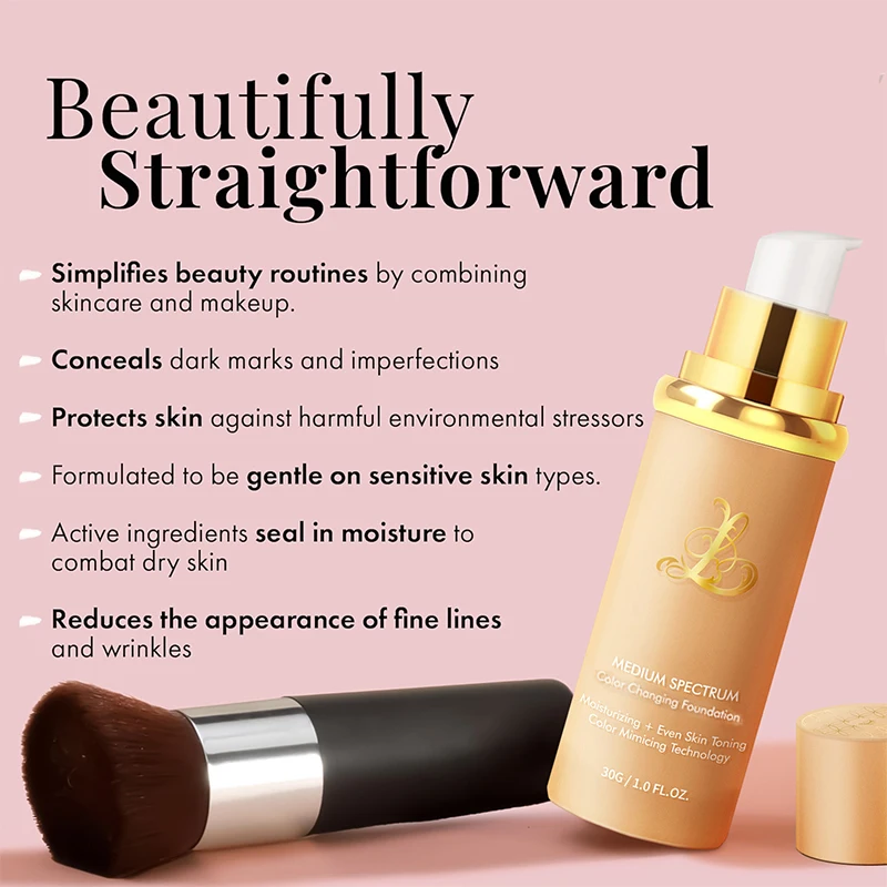 Fondotinta liquido quattro in uno che cambia colore, con lunga durata SPF50+, senza rimozione del trucco, senza colla in polvere, idratante - immagine 5