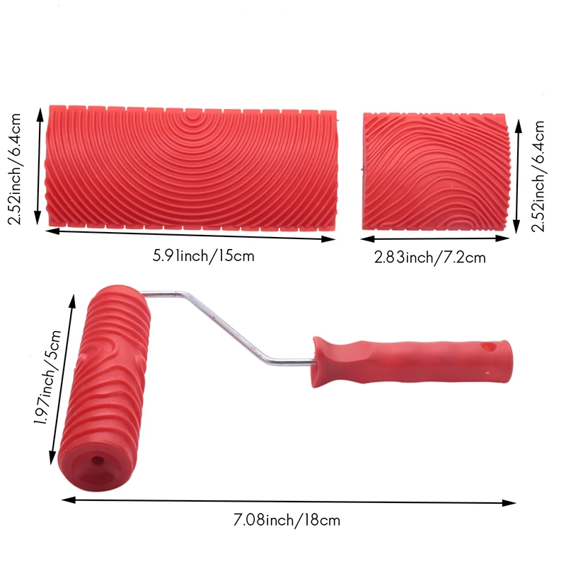 공감 패턴 롤러 페인터, 목재 그레인 페인팅 도구, 아트 벽지, 모조 나뭇결 도구, 벽 질감, 7 인치, 2 개