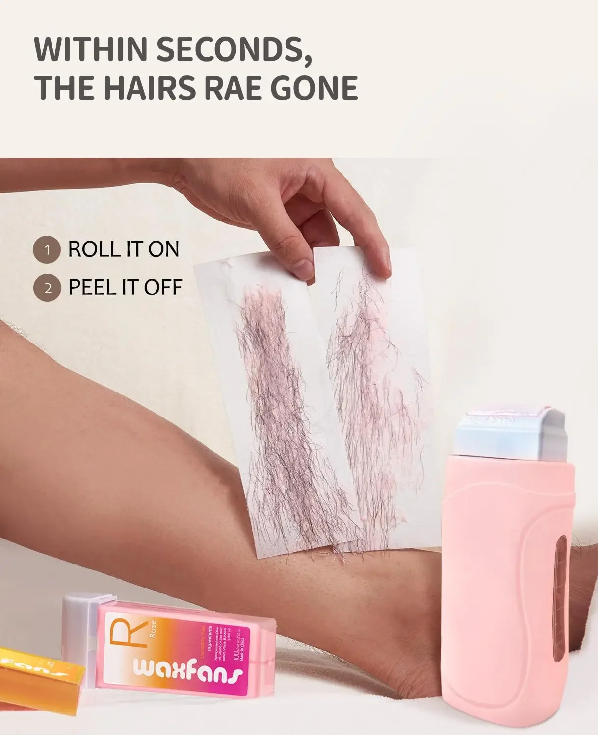 Waxing kit, Roll on Wax Kit, Wax Roller Kit for Sensitive Skin Hair Removal,Easy waxing kit for women and men