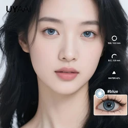 1 Pair Big Eye Colored Contact Lenses - Natural Brown & Korean Green Pupil Enhancement (Twilight blue)