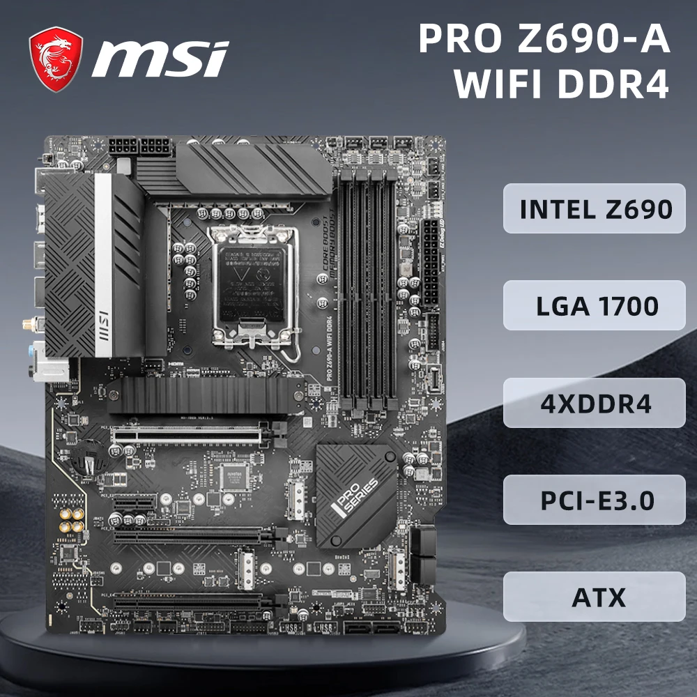 Scheda Madre Msi Pro Z690-A Wifi Ddr4 Intel Z690 Dimm 128Gb Lga 1700 Pci-E 4.0 M.2 Porta Per Cpu 12Th Gen I9-13900F I7-13700