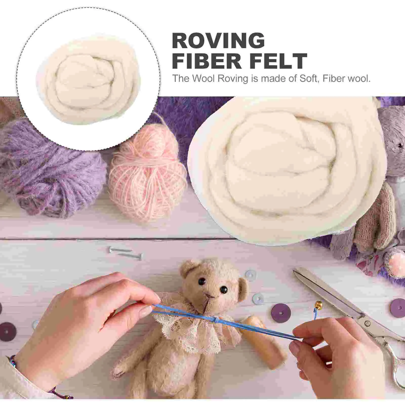 200g Soft Wool Roving for Felting Crafts Spinning Wet Jewelry Making 3D Sculpture Projects Diy Felt Package Woolen Supplies