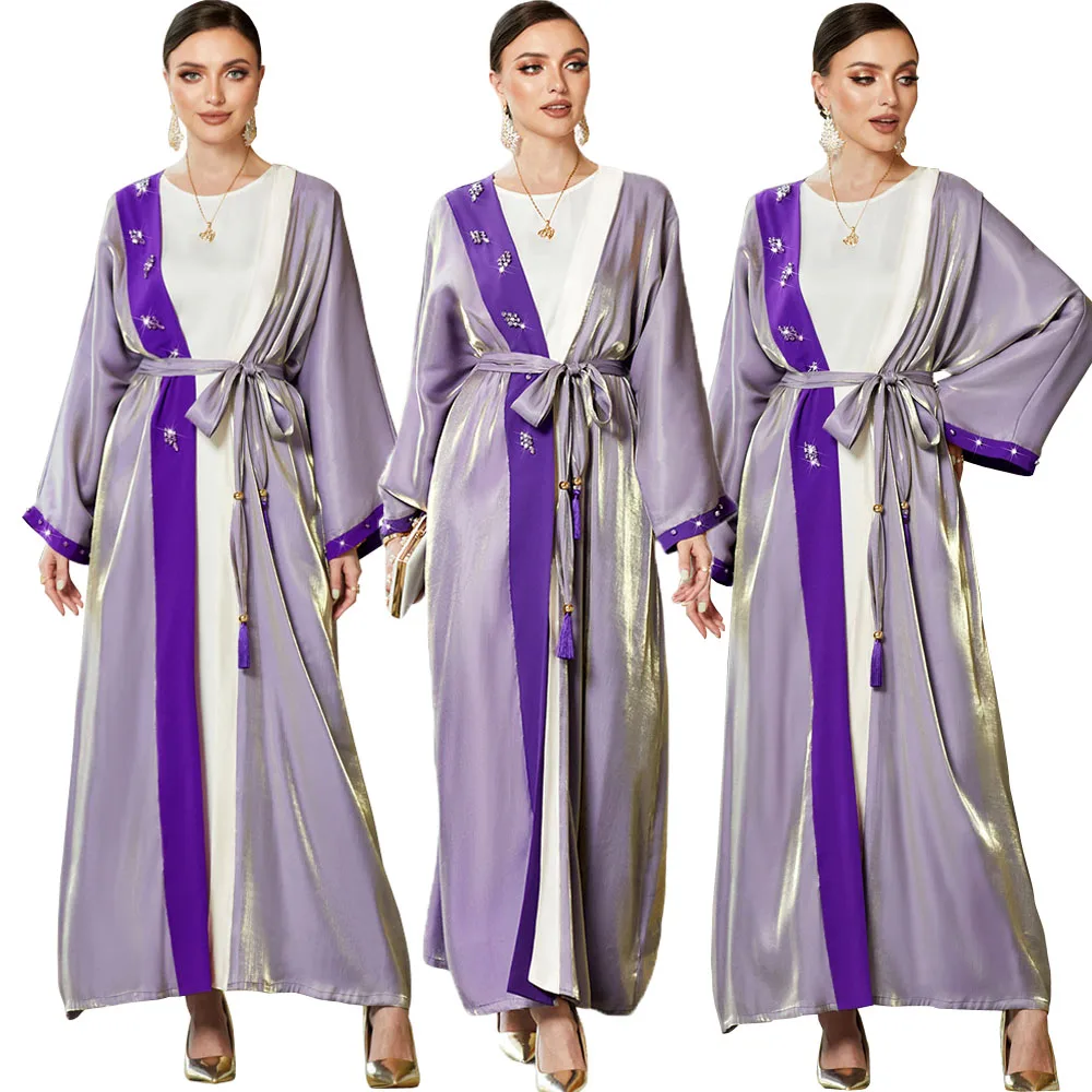 

Eid Mubarak открытые Абайи роскошный женский кардиган со стразами макси платья кимоно Дубай Саудовская Турция Арабский Кафтан халат Марокко Jalabiya