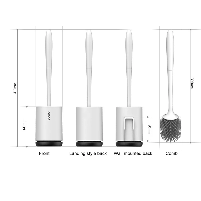 Premium Silicone Toilet Brush with Quick-Drain Holder - Efficient Cleaning Tool