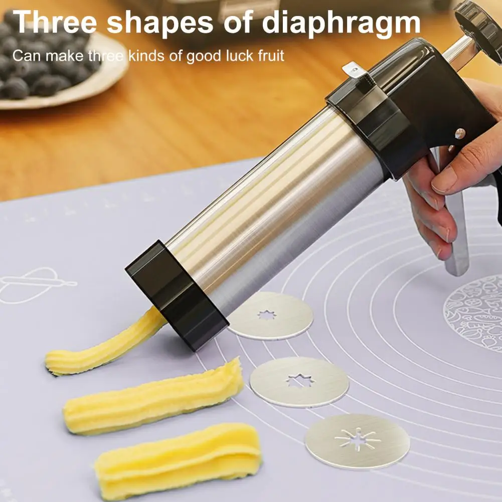 Batter Dispenser Cookie Maker Machine Churro Maker Machine With Piping Piping Tips And Bag Stainless Steel Easy To Fill Fritters Making Kit Stainless Steel Dispenser
