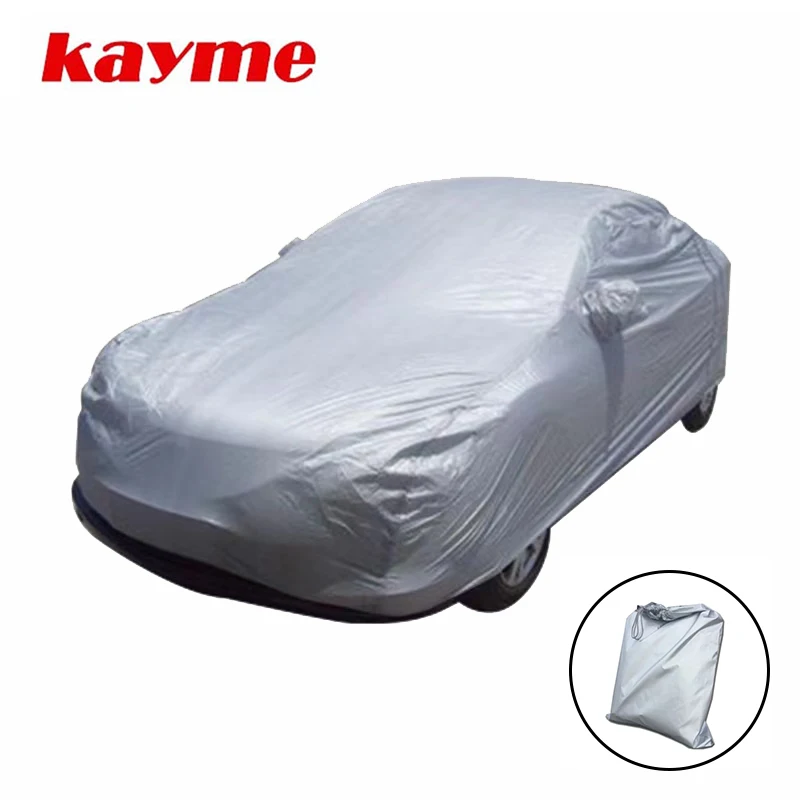 Kayme Dustproof Full Car Covers 170T Polyester Universal Indoor Outdoor UV Snow Resistant Protection Cover for Sedan SUV