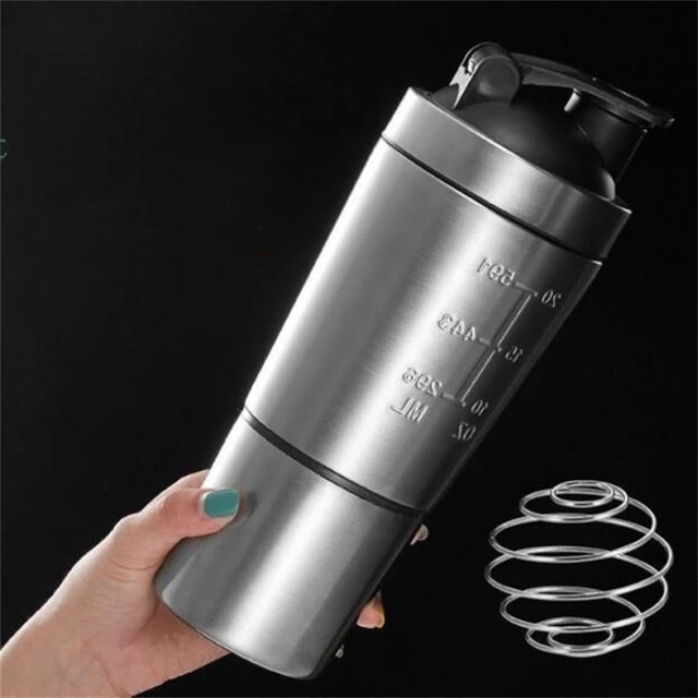 500ml Protein Shaker Cups with Powder Storage Container Mixer Cup Gym Sport  Water Bottles with Wire Whisk Balls Drinkware - AliExpress