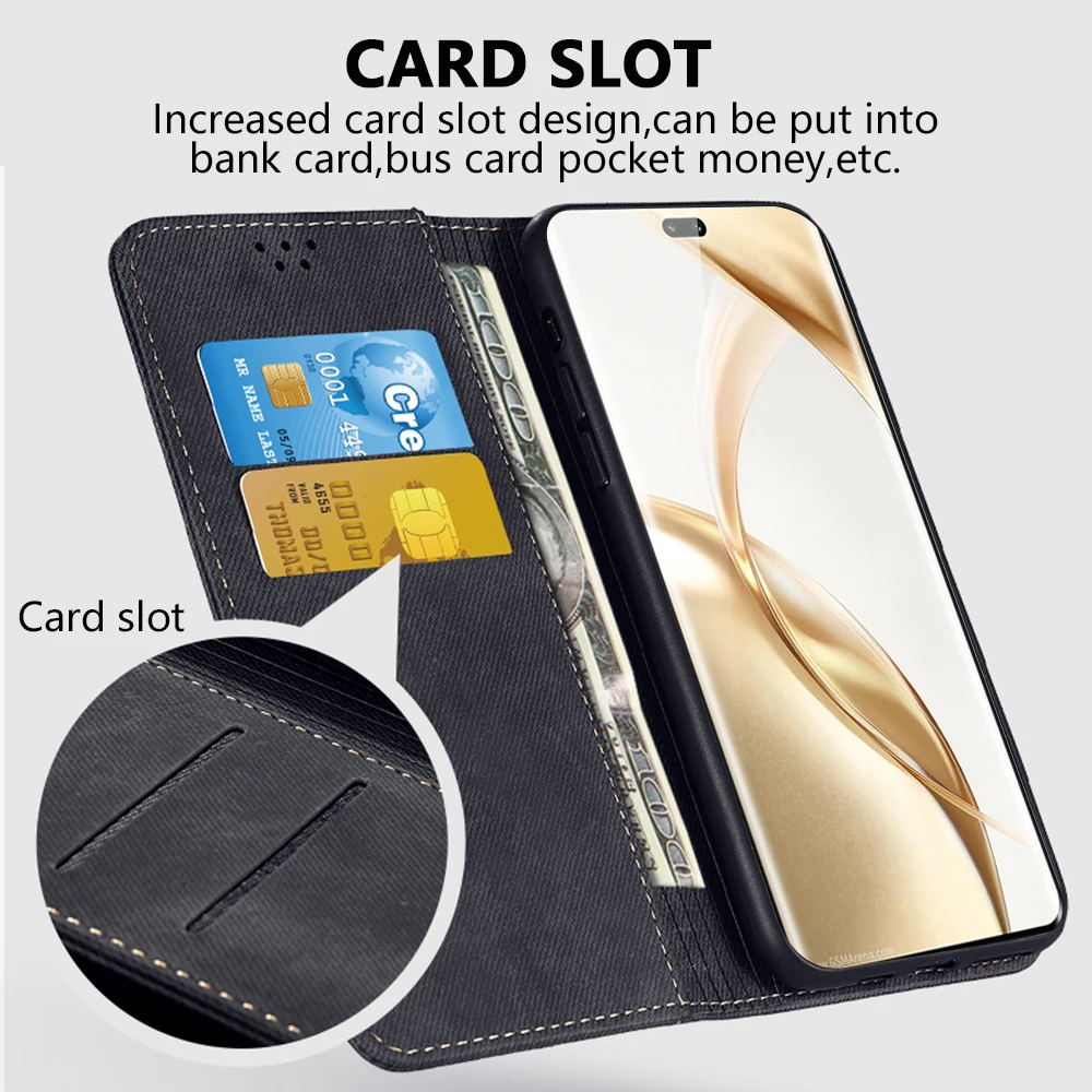 Elegant Leather Flip Wallet Case with Card Slot and Magnetic Closure