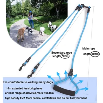 Pet Dog Leash Nylon Rope Double Dual Two Heads Dogs Leash 2 Way Coupler Walk Two and More Dogs Collars Harness Leads Dog Leashes 4