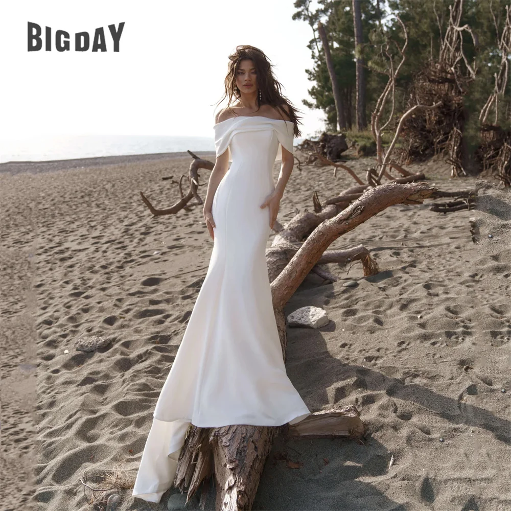 BIGDAY Mermaid Pleat Wedding Dress 2025 Off The Shoulder Open Back Pleat Sweep Train Bridal Gown Vestidos De Noiva Customized 8 Se1b3762042b24d4f8f2494d9098913c1d