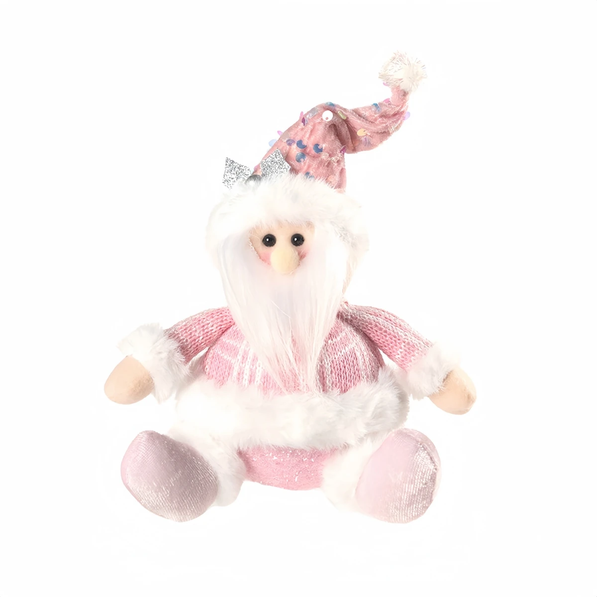 thumbnail image 1 of Muñeco navideño sentado, Papá Noel rosa, muñeco de nieve, alce, bonito adorno para ventana de Navidad, decoración para dormitorio, regalos para fiestas de Navidad y Año Nuevo, 1 of 4