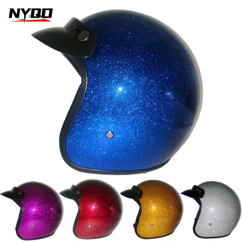 

New Retro Motorcycle Helmet DOT Shiny Half Helmet Fashionable Personalized Locomotive Small Helmet Cascos Para Moto
